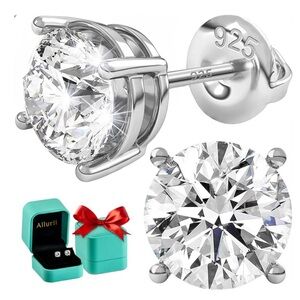 Sterling Silver 925 Moissanite Stud Earrings in White